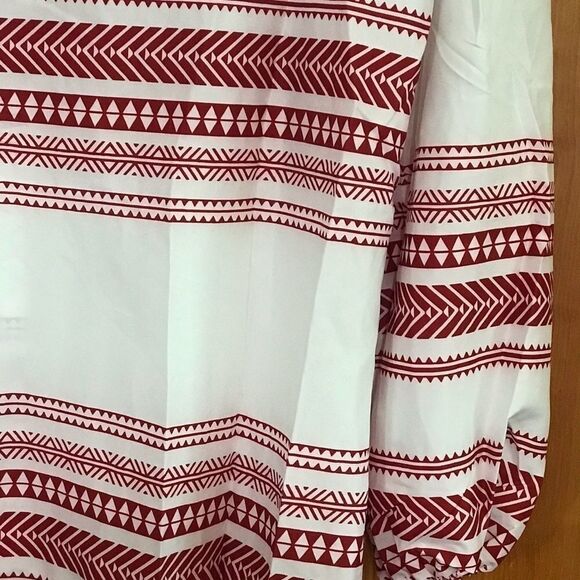 Boho‎ Peasant Blouse White & Red Size Large - Picture 9 of 9